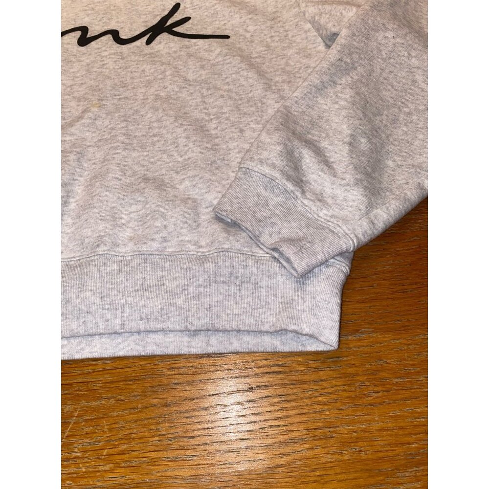 PINK Victoria's Secret Light Gray Cropped Sweatshirt with Black Script - Picture 4 of 5